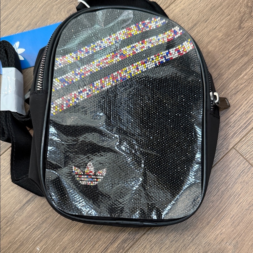 NWT Adidas Black mini backpack Bag with Multicolor Accents